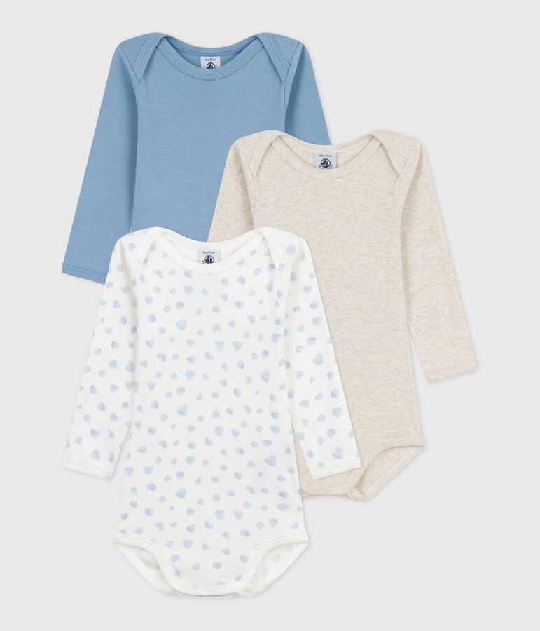 Set lang&auml;rmeliger Baby-Bodys aus Baumwolle mit Herzmotiv vielfarbig