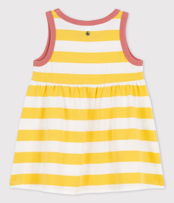 Ärmelloses Babykleid aus gestreiftem Jersey gelb ORGE/weiss MARSHMALLOW