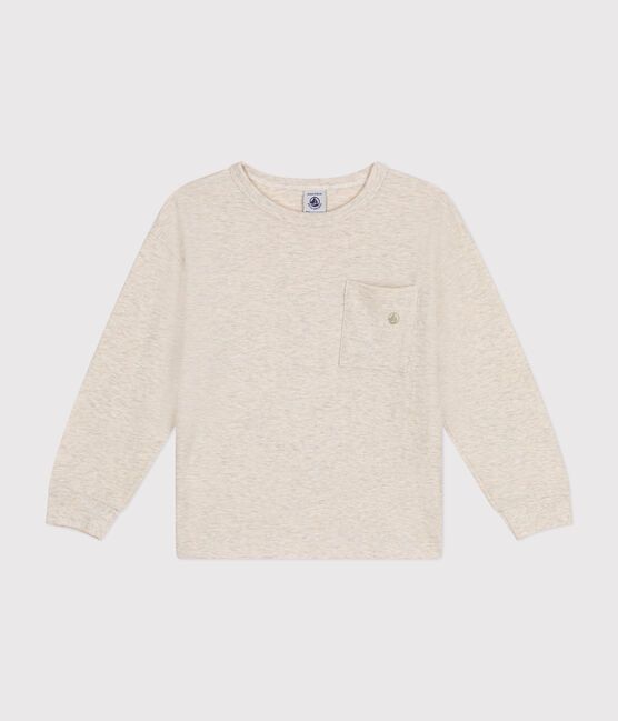 Langärmeliges Kinder-T-Shirt aus geflammten Jersey für Jungen beige MONTELIMAR CHINE