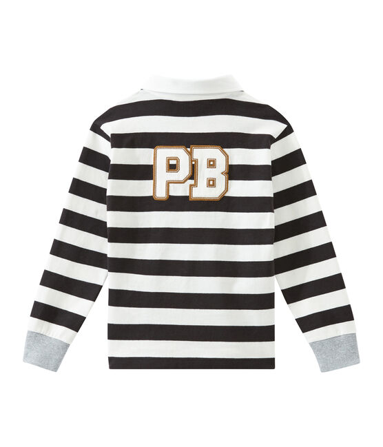 Langärmeliges Jungen Polohemd im klassischen Design grau CAPECOD/weiss MARSHMALLOW
