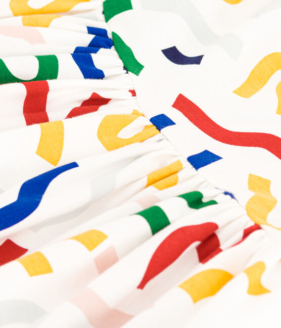 Kurzärmeliges Kleid mit Printmotiv aus Baumwolle Kinder/Mädchen weiss MARSHMALLOW/weiss MULTICO
