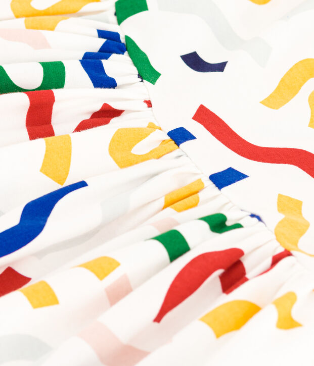 Kurz&auml;rmeliges Kleid mit Printmotiv aus Baumwolle Kinder/M&auml;dchen weiss/vielfarbig