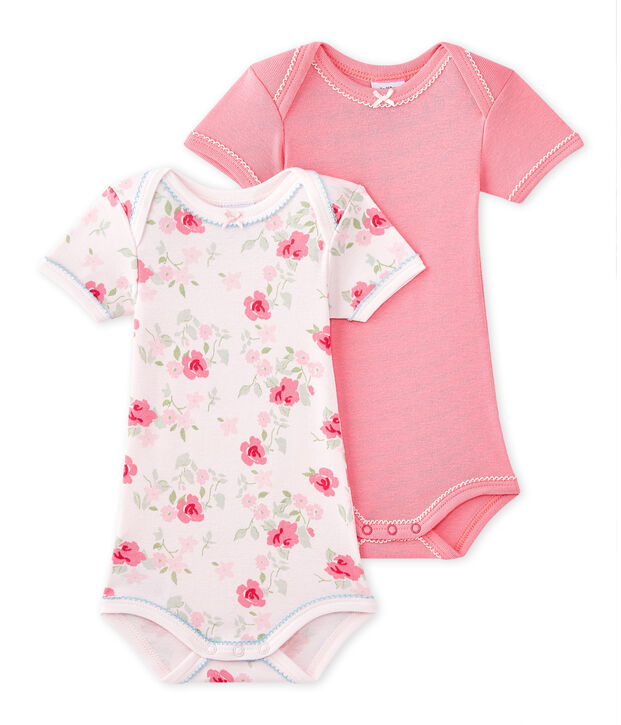 Baby-M&auml;dchen-Kurzarmbodys im 2er-Set weiss