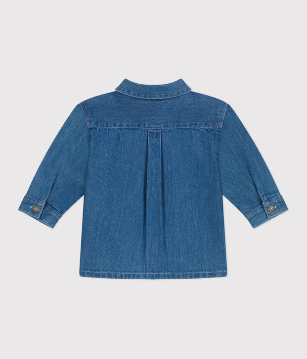 Baby-Hemd aus einfarbigem Jeansstoff blau