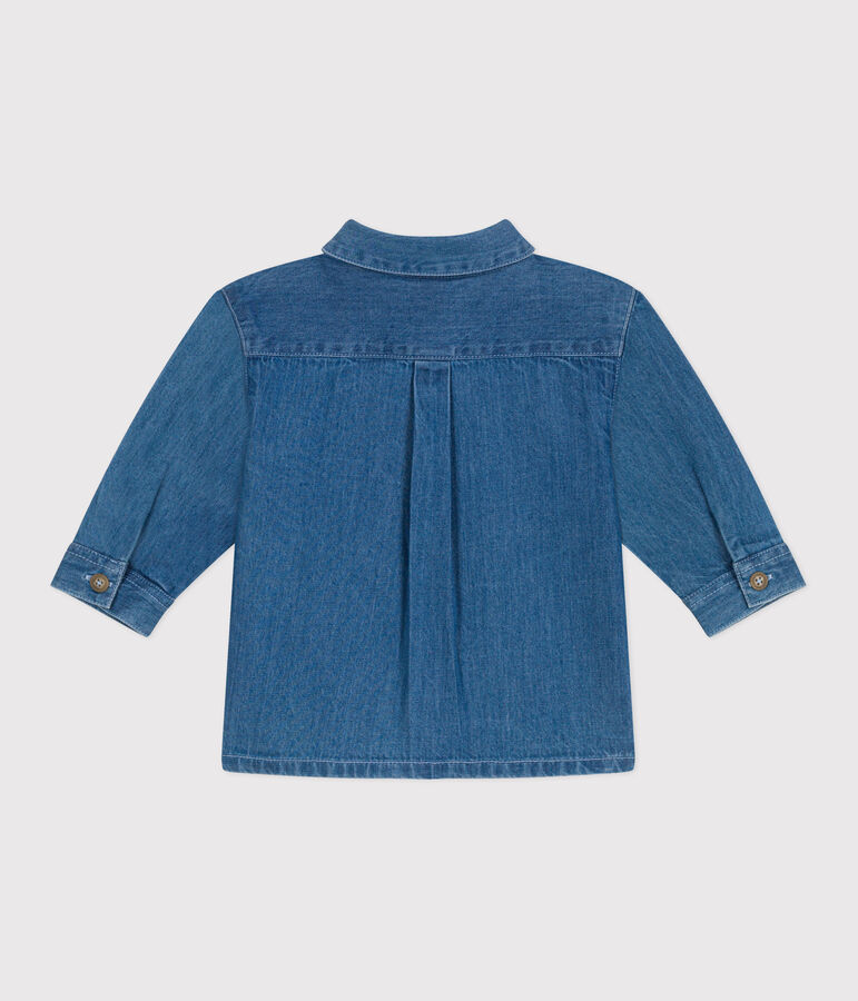 Baby-Hemd aus einfarbigem Jeansstoff blau DENIM CLAIR