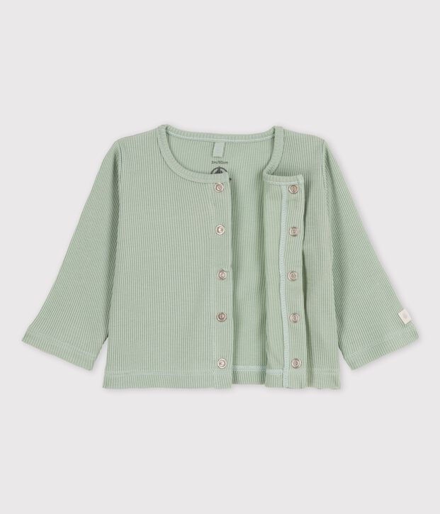 Baby-Cardigan aus Baumwolle und Lyocell gr&uuml;n