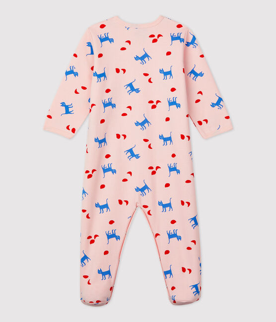 Hübsch gemusterter Baby-Strampler aus Molton rosa MINOIS/weiss MULTICO