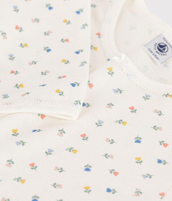 Kinderpyjama aus Baumwolle für Mädchen weiss MARSHMALLOW/weiss MULTICO