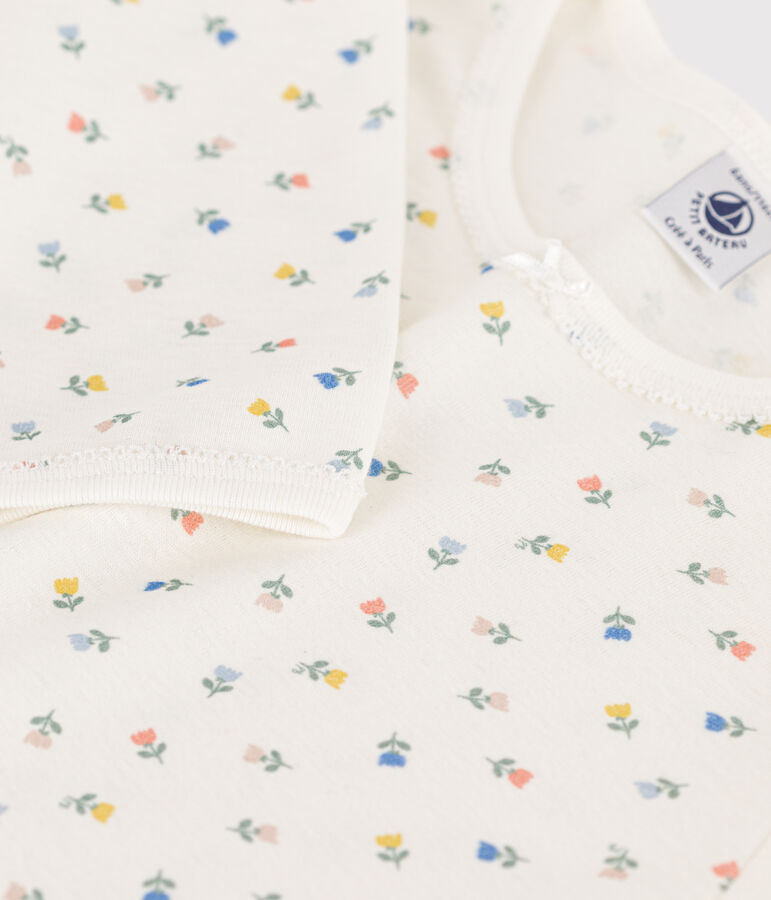 Kinderpyjama aus Baumwolle f&uuml;r M&auml;dchen weiss/vielfarbig