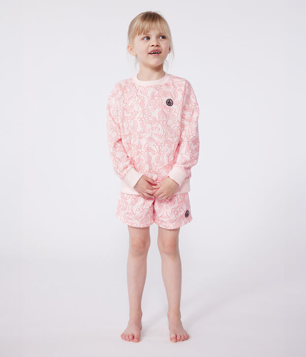 Kinder-Sweatshirt aus bedruckter Baumwolle rosa/rot