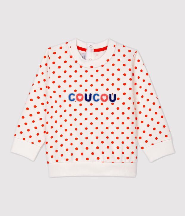 Baby-Sweatshirt aus Molton. weiss/orange