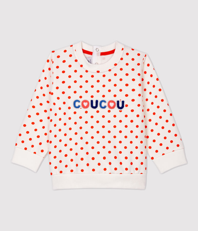 Baby-Sweatshirt aus Molton. weiss MARSHMALLOW/ CAROTTE