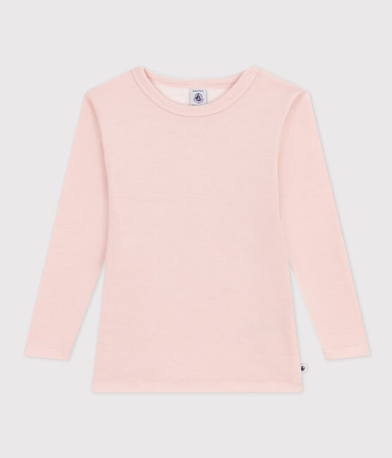 Langärmeliges T-Shirt aus Wolle und Baumwolle rosa SALINE