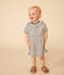 Kurzärmeliges Babykleid aus geflammtem Jersey weiss AVALANCHE/blau SMOKING