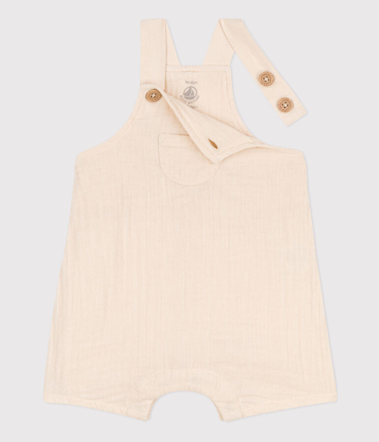Kurze Baby-Latzhose aus Musselin naturfarben
