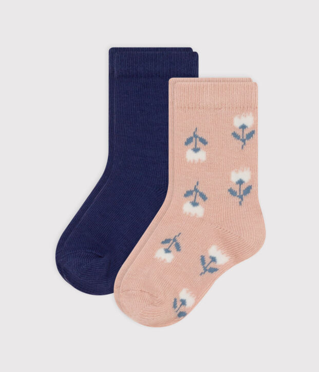 2er-Set gebl&uuml;mten Babysocken aus Baumwolljersey vielfarbig