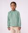 Lang&auml;rmelige Kinder-Bluse aus Baumwolle mit Kragen und Muster gr&uuml;n/weiss