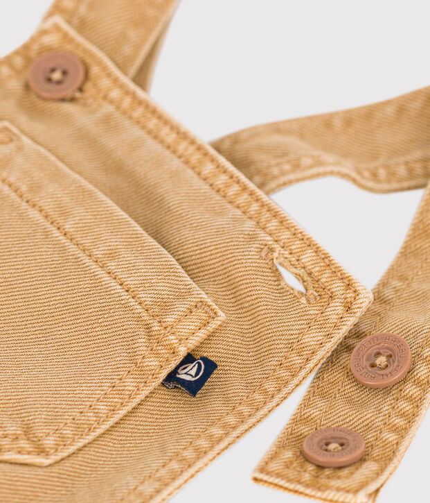 Kurze Baby-Latzhose aus farbigem Denim beige