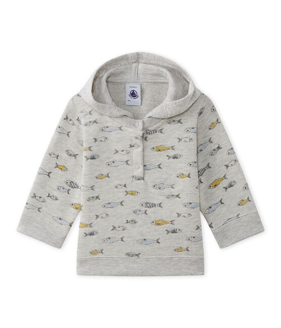 Baby-Jungen-Kapuzensweatshirt grau BELUGA/weiss MULTICO