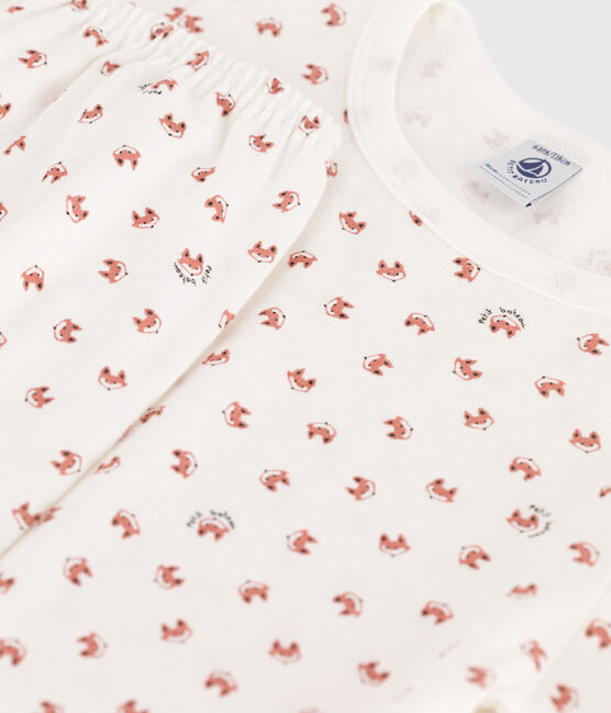 Kinderpyjama aus Baumwolle mit Fuchsmotiv weiss MARSHMALLOW/weiss MULTICO
