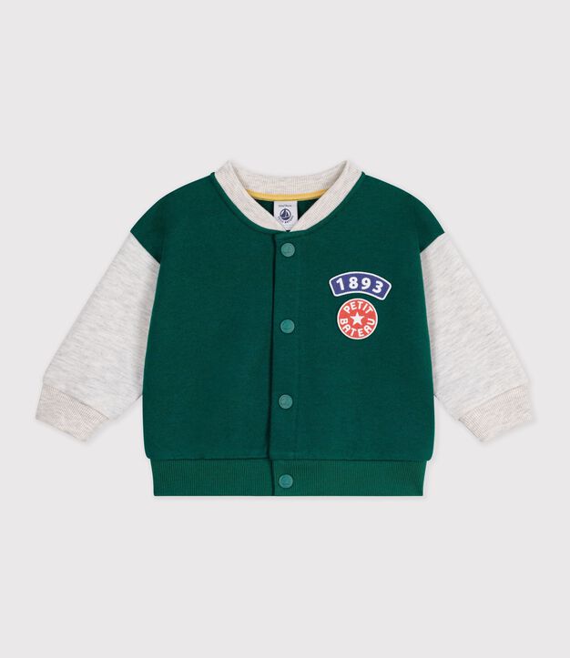 Zweifarbiger Baby-Teddy aus Baumwolle gr&uuml;n/beige