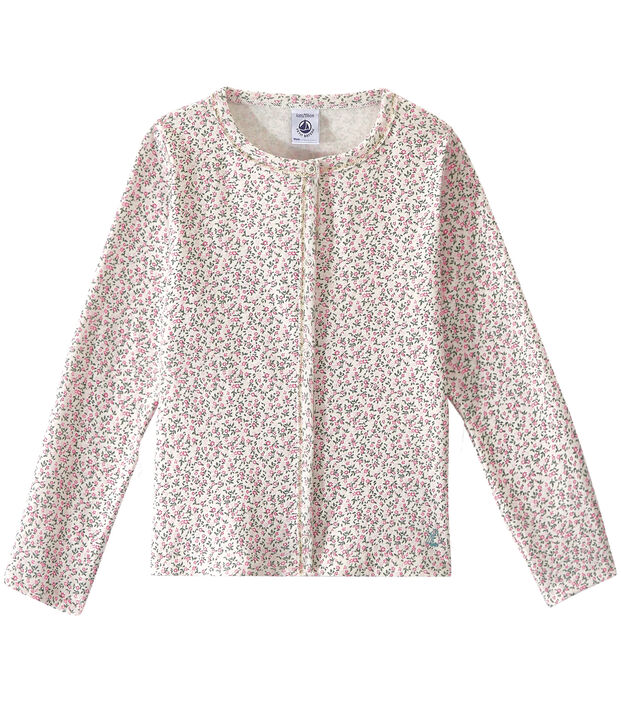 Bedruckter M&auml;dchen-Cardigan weiss/vielfarbig