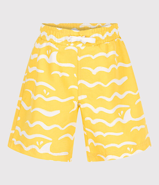 Kinder-Badeshorts mit Muster gelb ORGE/weiss MARSHMALLOW