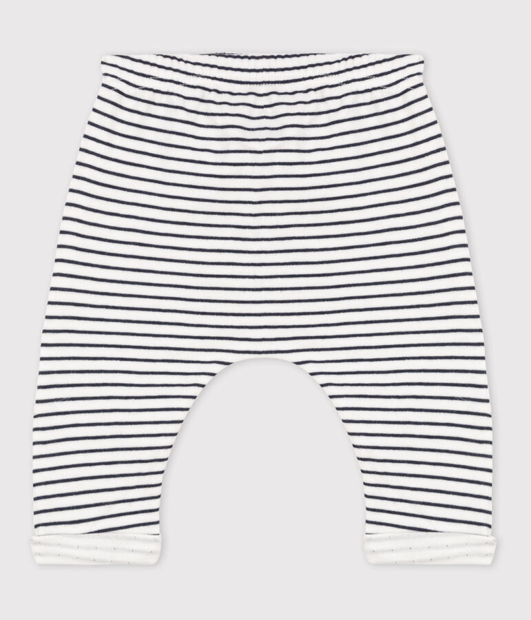 Gestreifte Babyhose aus Baumwoll-Doppeljersey weiss/blau