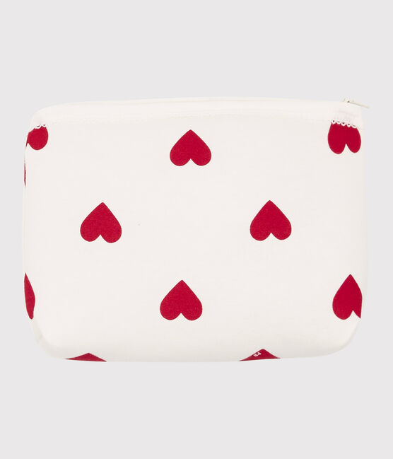 Baby-Kulturtasche aus Baumwolle mit roten Herzen weiss MARSHMALLOW/rot TERKUIT