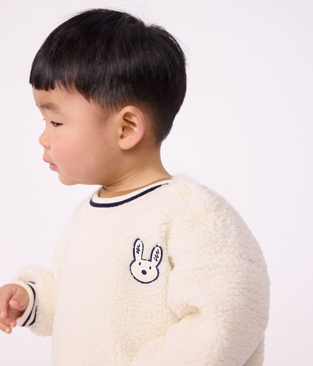 Baby-Sweatshirt aus einfarbigem Sherpa MILK