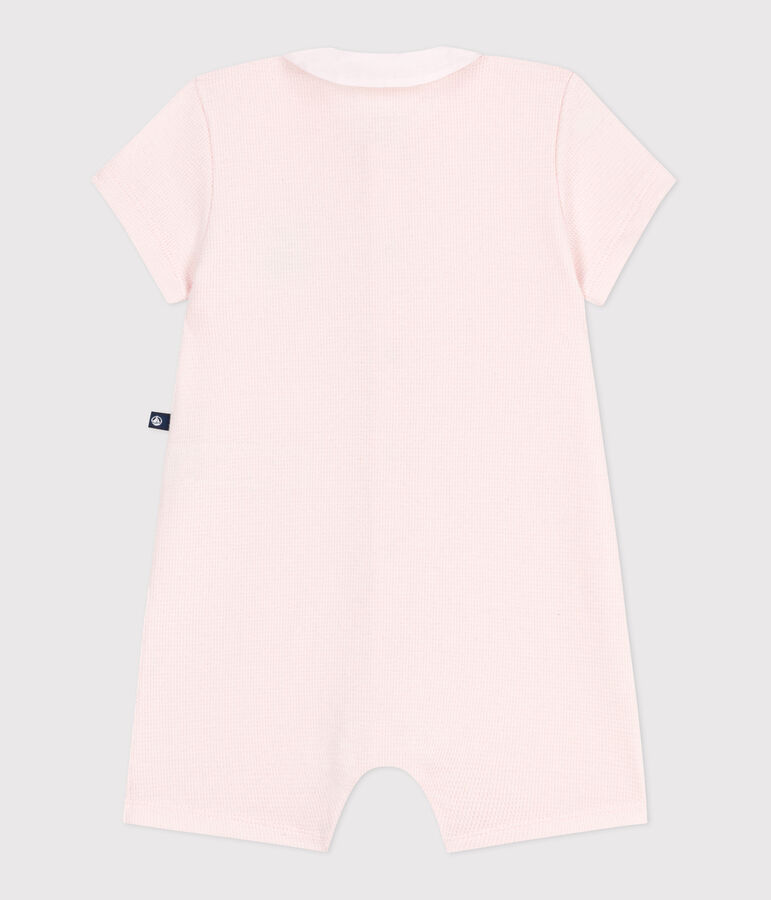 Baby-Kurzoverall aus Baumwolle mit Bubikragen rosa