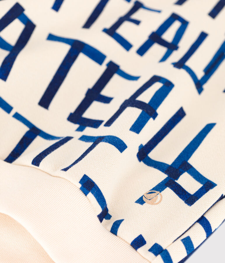Sweatshirt mit Printmotiv aus Molton naturfarben/blau