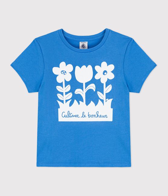 Kurzärmeliges Kinder-T-Shirt aus Baumwolle für Mädchen blau BRASIER