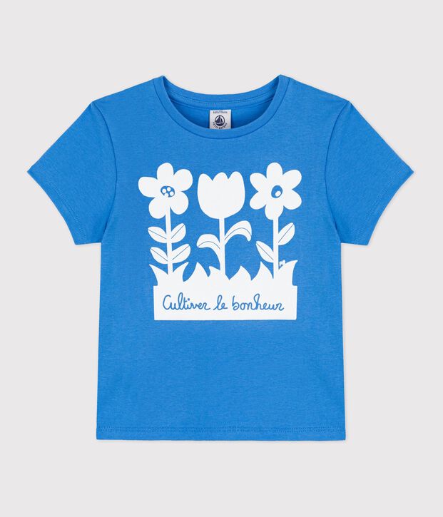 Kurz&auml;rmeliges Kinder-T-Shirt aus Baumwolle f&uuml;r M&auml;dchen blau