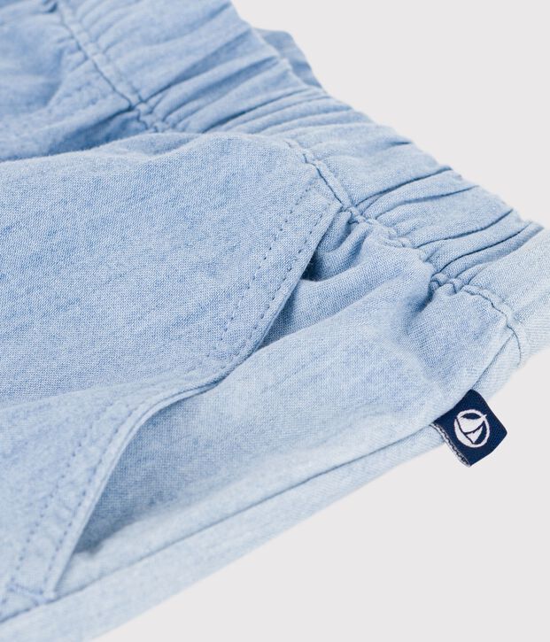 Kinder-Bermudashorts aus einfarbiger Baumwolle blau