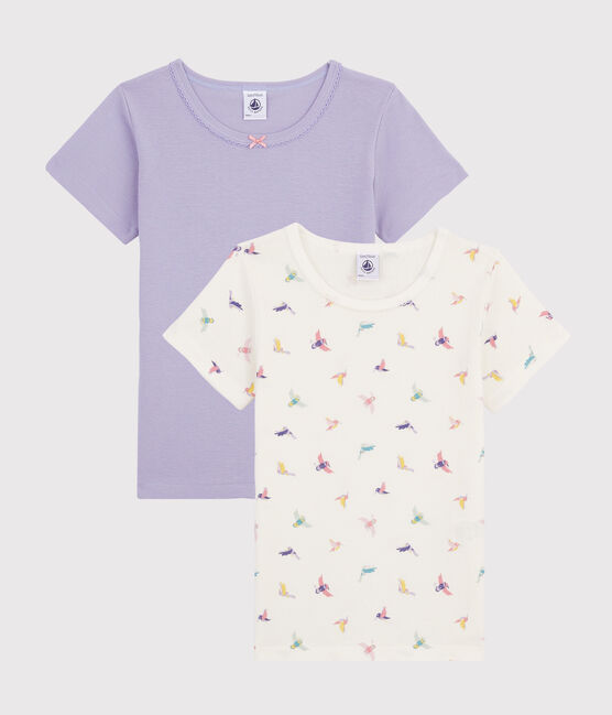 2er-Set kurzärmlige T-Shirts mit Vogel-Print für kleine Mädchen variante 1