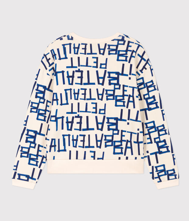 Sweatshirt aus Molton f&uuml;r Damen naturfarben/vielfarbig