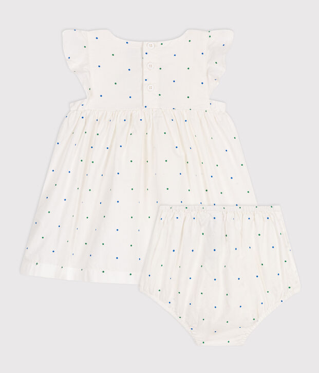 Baby-Kleid und Bloomer aus Baumwolle mit P&uuml;nktchen-Muster weiss/vielfarbig