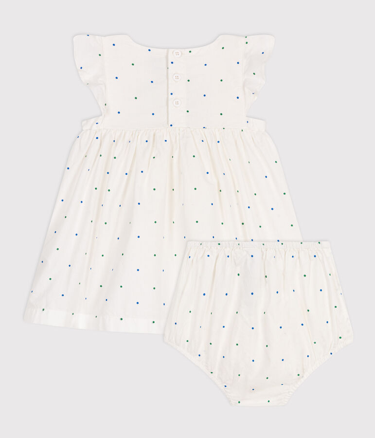 Baby-Kleid und Bloomer aus Baumwolle mit P&uuml;nktchen-Muster weiss/vielfarbig