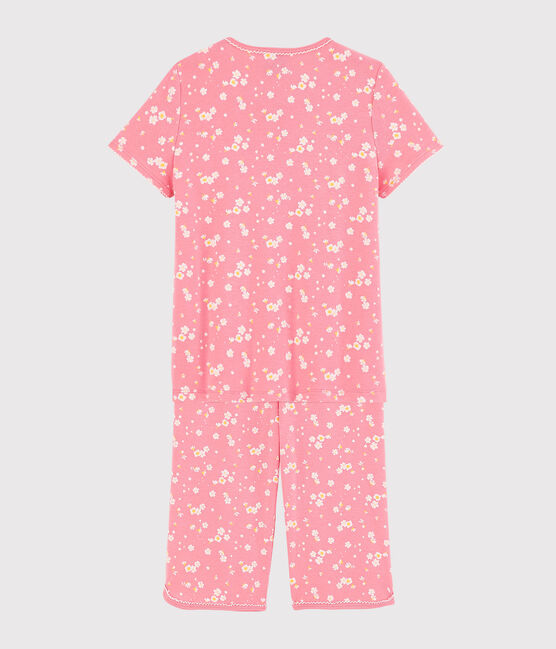 Kinder-Kurzpyjama aus Baumwolle mit Kirschblütenmotiv für Mädchen rosa GRETEL/weiss MULTICO