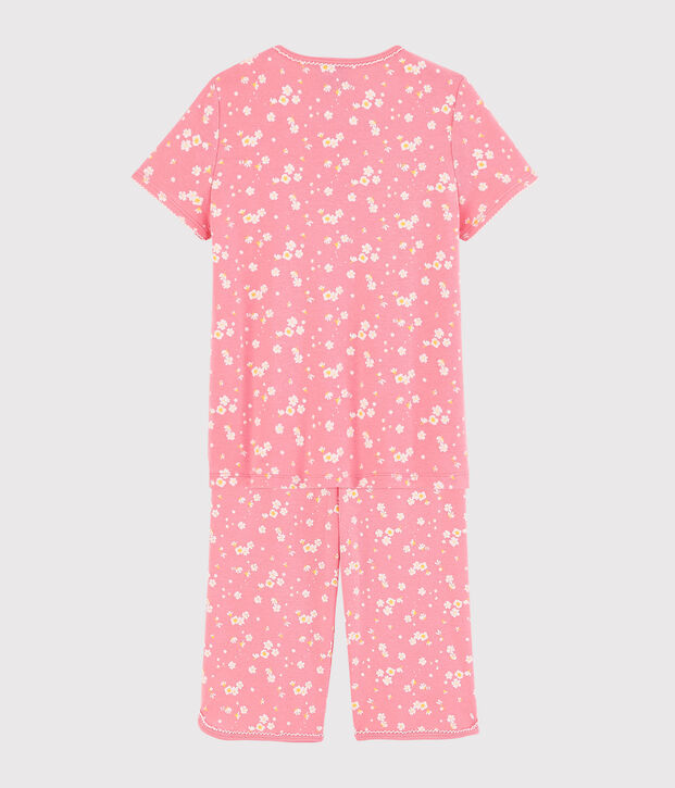Kinder-Kurzpyjama aus Baumwolle mit Kirschbl&uuml;tenmotiv f&uuml;r M&auml;dchen rosa/vielfarbig