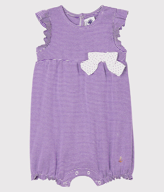 Baby-Einteiler mit Milleraies-Streifen für Mädchen violett REAL/weiss MARSHMALLOW