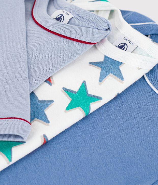 Set lang&auml;rmeliger Baby-Bodys aus Baumwolle mit Sternmotiv vielfarbig