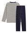 Samt-Pyjama für kleine Jungen blau SMOKING/beige COQUILLE