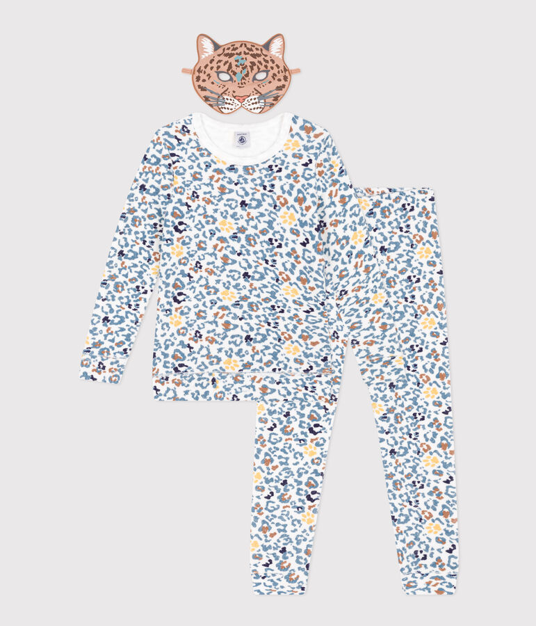 Kinderpyjama zum Verkleiden mit Maske weiss/vielfarbig