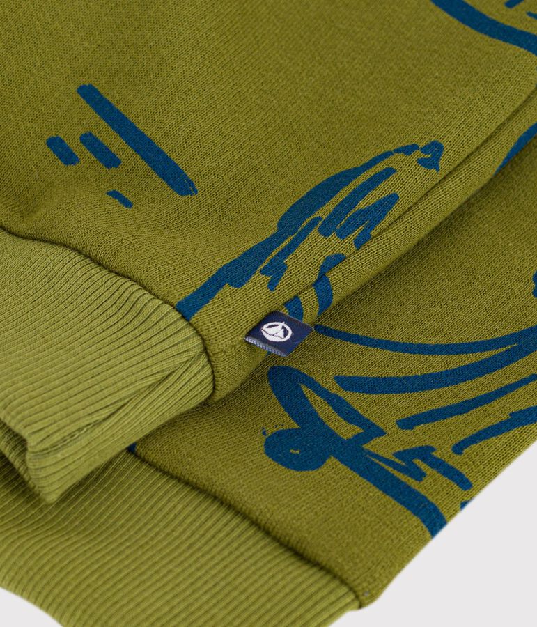 Kinder-Sweatshirt aus gemusterter Baumwolle gr&uuml;n/blau