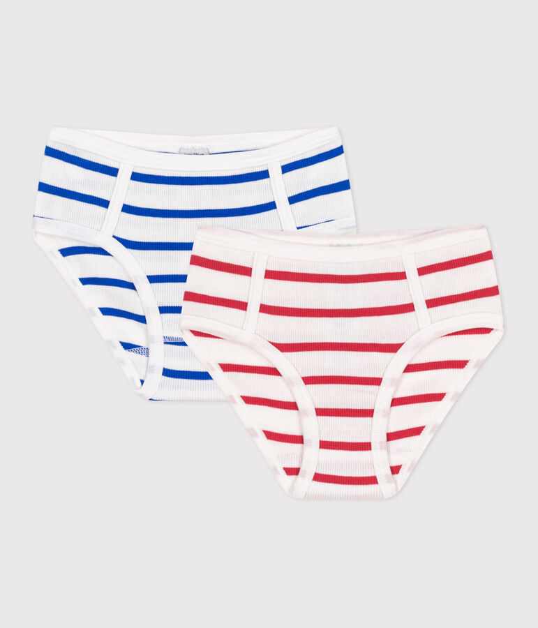 2er-Set Kinder-Slips High-Waist aus Baumwolle mit Streifen vielfarbig