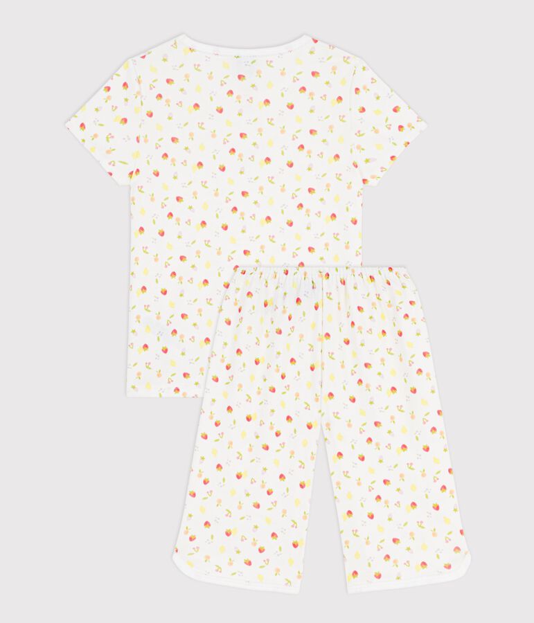Kinder-Capripyjama aus Baumwolle mit Fruchtmotiv weiss MARSHMALLOW/weiss MULTICO
