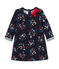 Baby-Mädchen-Kleid aus gedoppeltem Jersey mit Print blau SMOKING/weiss MULTICO
