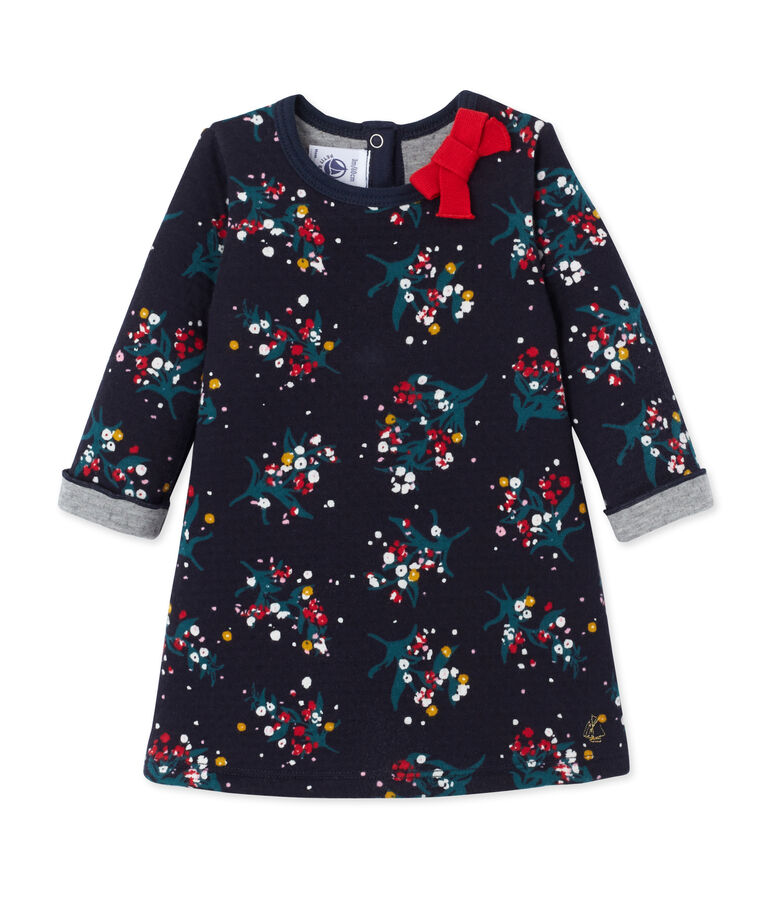 Baby-M&auml;dchen-Kleid aus gedoppeltem Jersey mit Print blau/vielfarbig